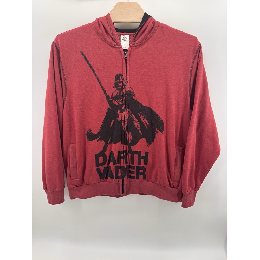 Disney Store Star Wars Darth Vader Hoodie Mens 2XL Red Graphic Full Zip Fleece
